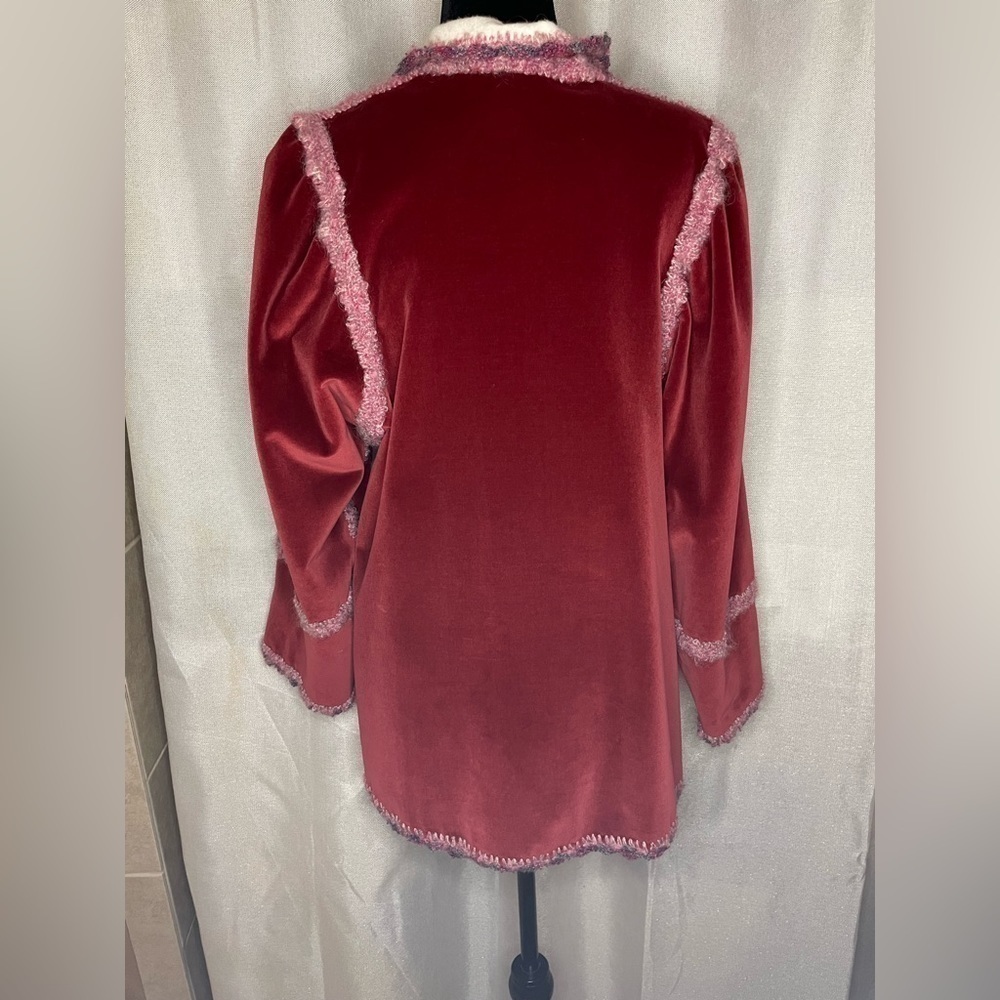Reversable Bohemian ￼Velvet Burgundy & Off White 2 Tone Women's Jacket sz L-XL  - Picture 10 of 13